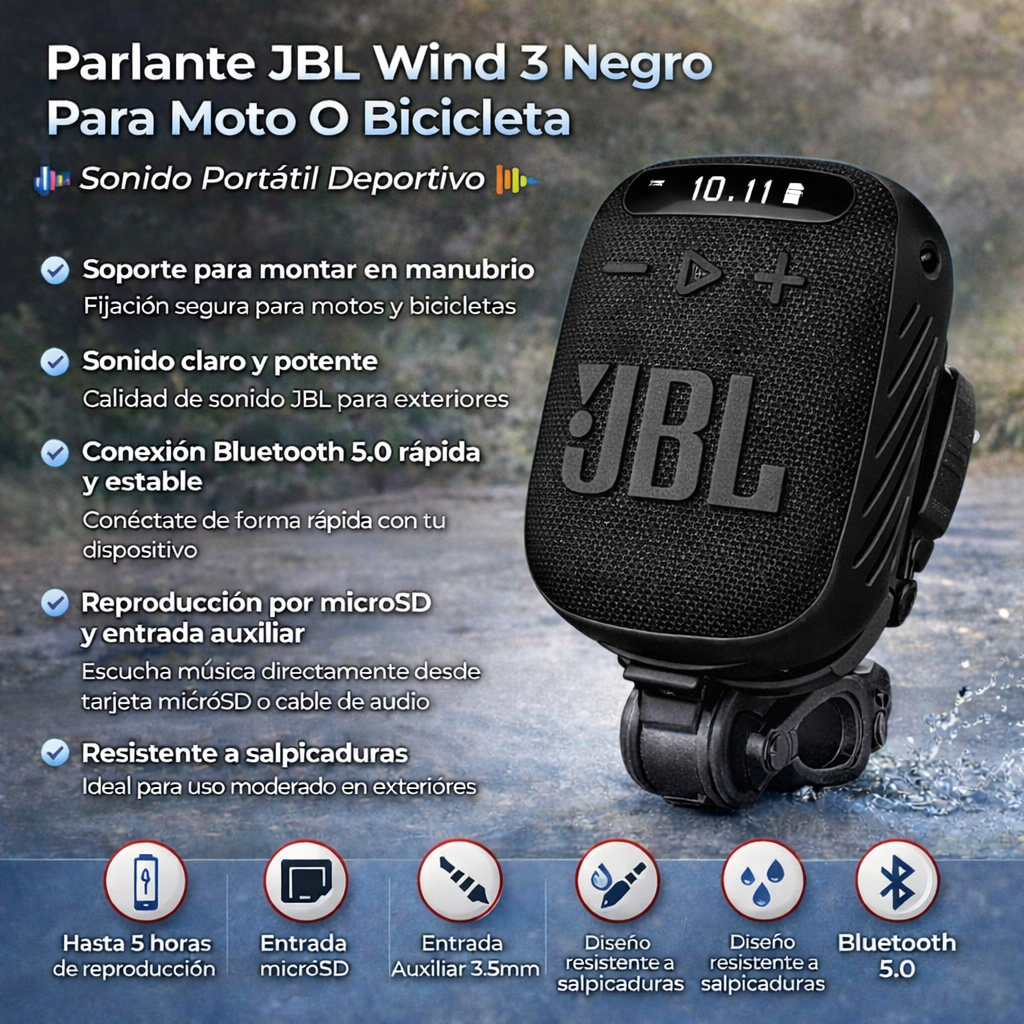 Parlante Wind 3 Para Moto O Bicicleta con pantalla